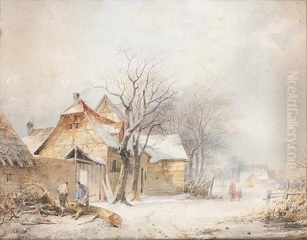 Figures In A Winter Landscape - view 1