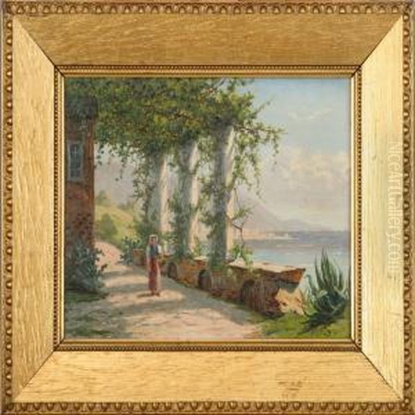 An Italien Coast Scenery. Signed Monogram Oil On Board. 23,5 X 32 Cm - view 1