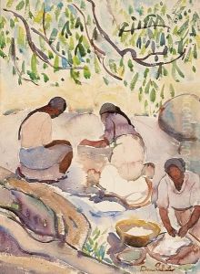 Taos Women Washing by Donna Schuster
