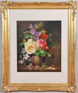 Still Life With Vase And Roses by Josef Schuster