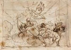Scene Plafonnante Avec Putti by Cornelis I Schut