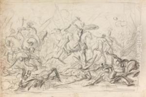 Scene De Bataille by Cornelis I Schut