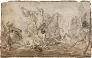 Scene De Bataille by Cornelis I Schut