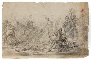 Scene De Bataille by Cornelis I Schut