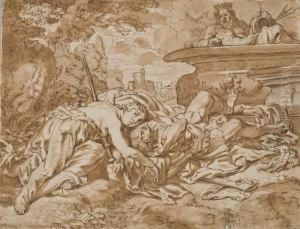 Thisbe Retrouve Le Corps Mort De Pyrame by Cornelis I Schut