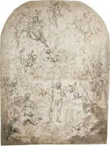 The Resurrected Christ Standing Among Groups Of Angels Andsaints