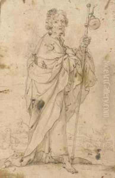 A Pilgrim Wearing The Badge Of Santiago De Campostella - view 1