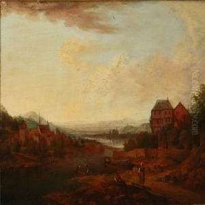 German River Landscape by Christian Georg Ii Schuz