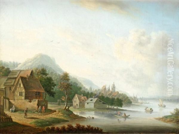 Tillskriven Flodlandskap Med Figurer Och Batar - view 1