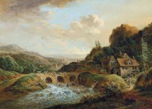 Flusslandschaft Mit Einemwasserfall