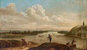 Ampio Paesaggio Fluviale Con Barche E Figure Ampio Paesaggio Fluviale Con Barche E Figure
