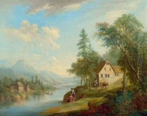Rhine Landscape. by Christian Georg Ii Schuz