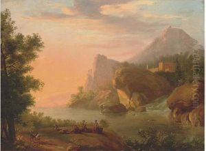 A Rhenish River Landscape by Christian Georg Ii Schuz