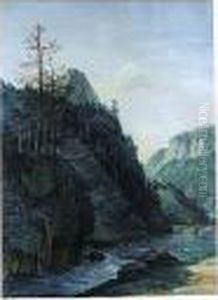 A Mountainous River Landscape by Christian Georg Ii Schuz
