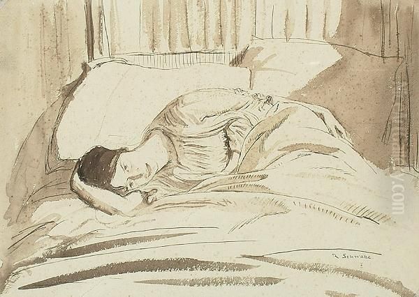 Reclining Lady In Bed. - view 1