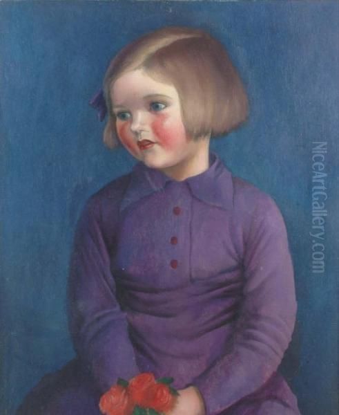 Portrait Of A Young Girl With Red Roses - view 1