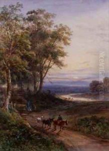 The log team at sunset by Henry Earp