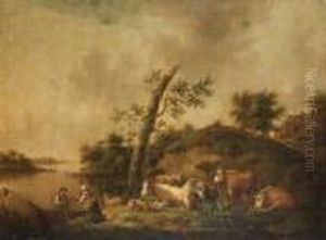 Paysage Au Troupeau by Hendrick Willelm Schweickhardt