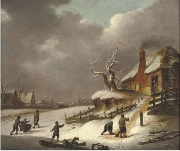 A Winter Landscape With Children - view 1