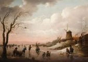 Paysage D'hiver Aux Patineurs Paysage D'hiver Aux Patineurs