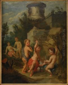 Dansande Putti by Hendrick Willelm Schweickhardt