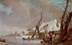 Grande Paesaggio Invernale Con
Un Casale Ed Una Coppia Di Contadini Che Raccoglie La Legna by Hendrick Willelm Schweickhardt