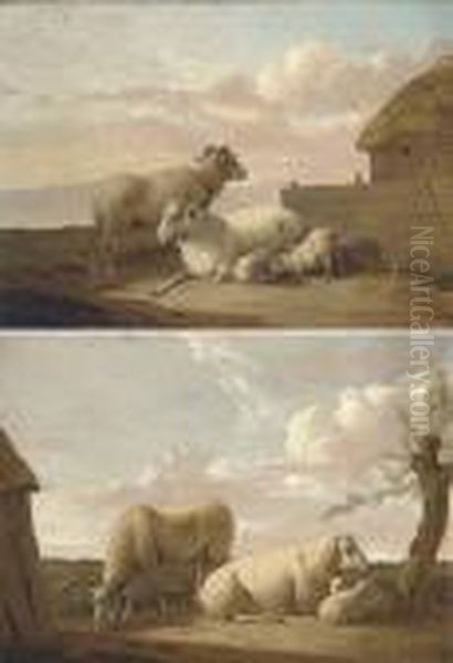 A Family Of Sheep By A Sheepfold; And A Family Of Sheep By Atree - view 1