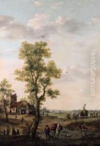 Harvesters Returning To A 
Village In An Extensive Landscape; Andfishermen Unloading Their Catch In
 An Extensive Landscape