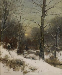 Winterlandschaft Mit Reisigsammlerin.