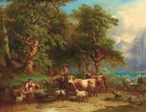 Paesaggio Con Pastori Ed Armenti by Carl I Schweninger