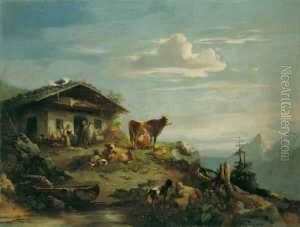 Auf Der Alm. Signiert Unten Links: Carl Schweninger. Ol Auf Leinwand. H 93; B 126 Cm.