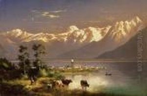Lake In The Alps With Lovers