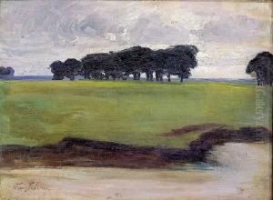 Wiesenlandschaft Mit Baumgruppe. Unten Links Signiert Fr. Schwinge by Friedrich Wilhelm Schwinge