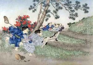 Chasing Rabbits from the series Childrens Games by Kobayashi Eitaku
