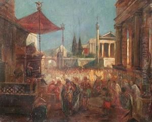 Roma Antica Con Figure by Giuseppe Sciuti