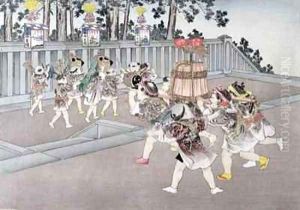 Shrine Festival Procession from the series Childrens Games by Kobayashi Eitaku