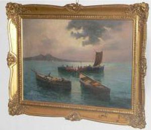 Barche Di Pescatori Nel Golfo Di Napoli by Raimpondo Scoppa