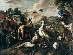 Landscape With The Animals Entering The Ark by Sinibaldo Scorza