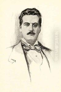 Giacomo Puccini 1858-1924 illustration from The Lure of Music by Olin Downes by Chase Emerson