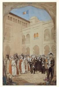 Officiels Francais Recevant Le Sultan