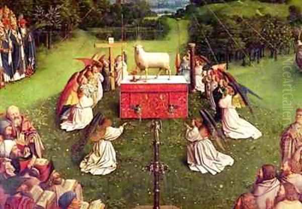 The Adoration of the Mystic Lamb from the Ghent Altarpiece by Hubert & Jan van Eyck