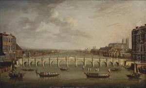 A View Of The Thames, London,
With Westminster Bridge And The Abbeyand Palace Of Westminster Beyond by Samuel Scott