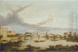 The Pagoda Bridge At Hampton Court by Samuel Scott