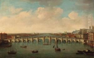 View Of The River Thames At Westminster Bridge by Samuel Scott