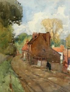 Village Street At Woodman Stearn, Near Banstead Surrey by Tom Scott