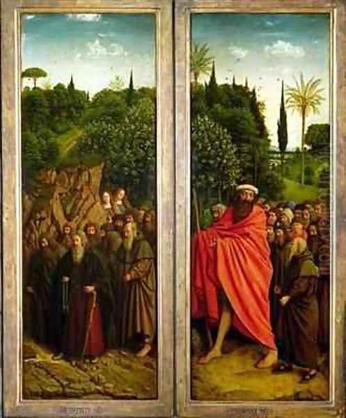 The Hermits and the Pilgrims Guided by St Christopher interior of right hand wing of The Ghent Altarpiece - view 1