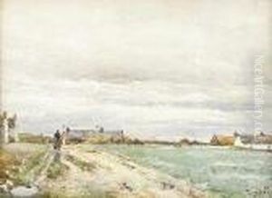 A Coastal Scene With Cottages by Tom Scott