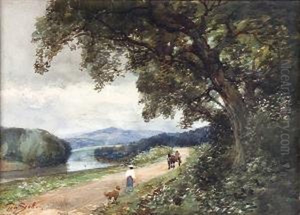 Figures On A Country Road, By A River - view 1