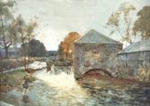 Fishing, Philiphaugh Mill by Tom Scott