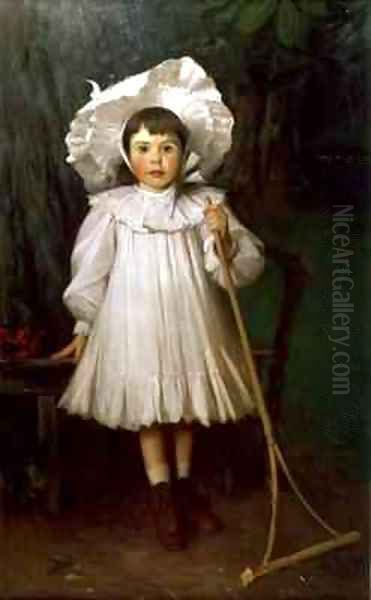 Girl in white bonnet - view 1